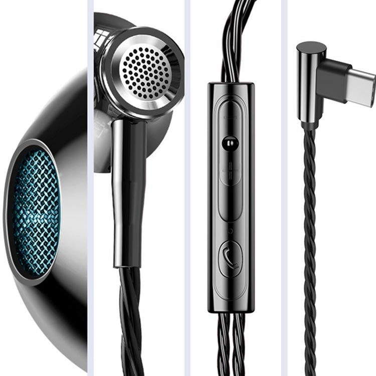 F20 Metal Earphone Earbud Type-C Interface Universal Wire Earphones, Not For Samsung Phones