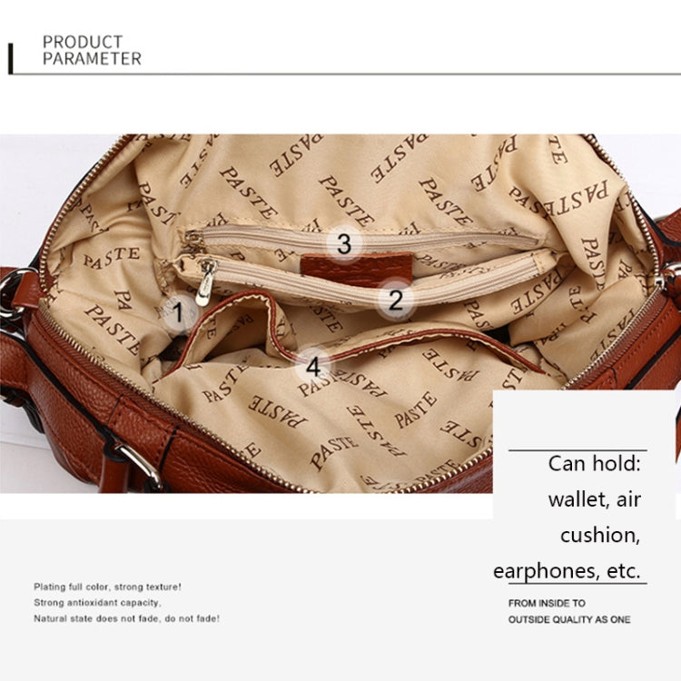 2P1006 Ladies Single-Shoulder Leather Messenger Bag, Colour: Orange (S)