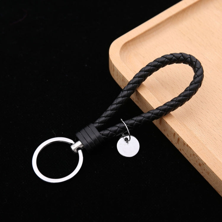 100 PCS Woven Leather Cord Keychain Car Pendant Leather Key Ring Baotou With Small Round Piece