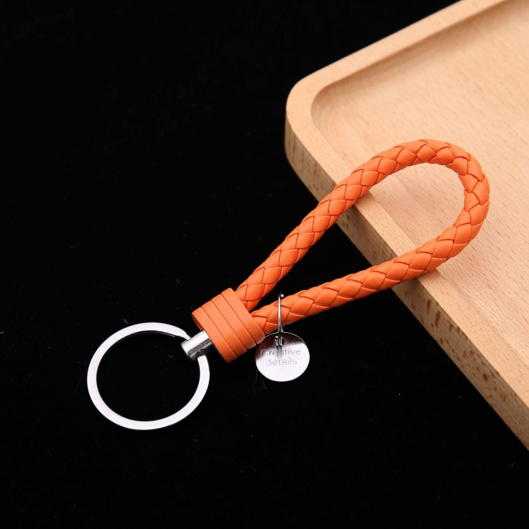 100 PCS Woven Leather Cord Keychain Car Pendant Leather Key Ring Baotou With Small Round Piece