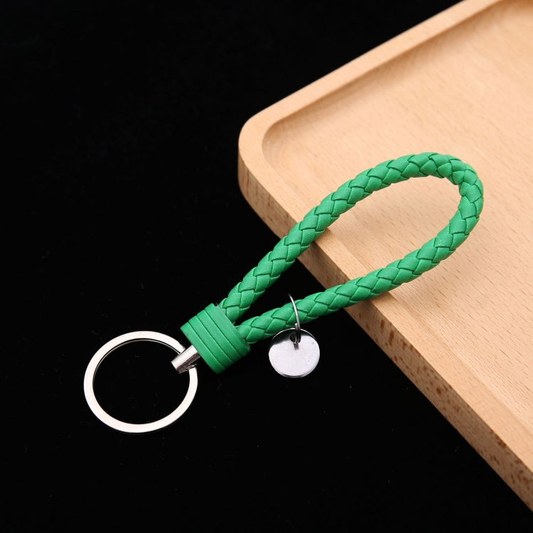 100 PCS Woven Leather Cord Keychain Car Pendant Leather Key Ring Baotou With Small Round Piece