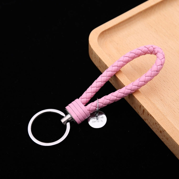 100 PCS Woven Leather Cord Keychain Car Pendant Leather Key Ring Baotou With Small Round Piece