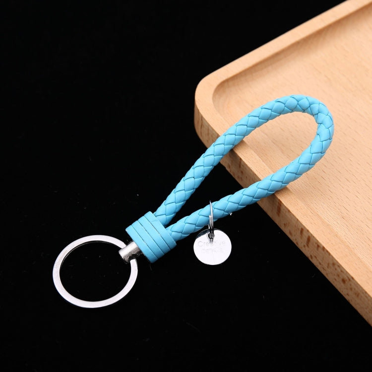 100 PCS Woven Leather Cord Keychain Car Pendant Leather Key Ring Baotou With Small Round Piece