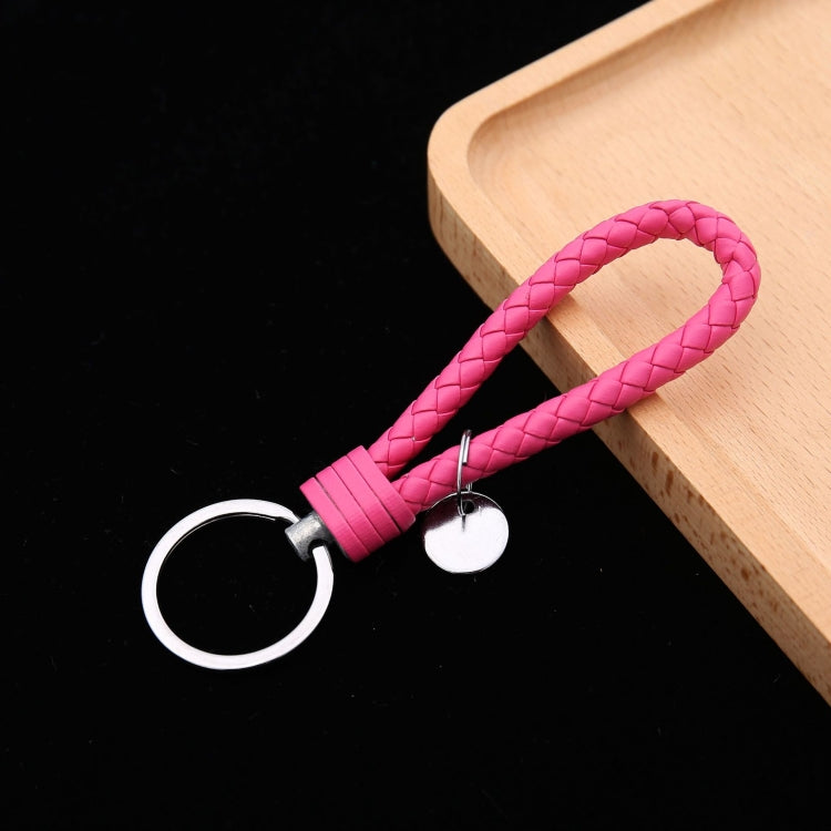 100 PCS Woven Leather Cord Keychain Car Pendant Leather Key Ring Baotou With Small Round Piece
