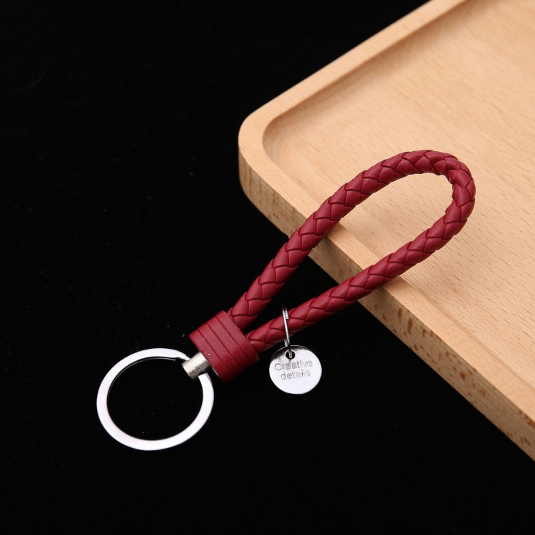 100 PCS Woven Leather Cord Keychain Car Pendant Leather Key Ring Baotou With Small Round Piece