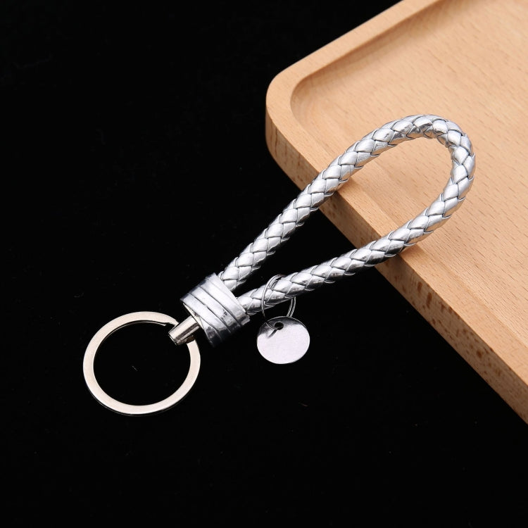 100 PCS Woven Leather Cord Keychain Car Pendant Leather Key Ring Baotou With Small Round Piece