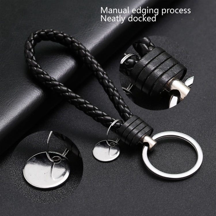 100 PCS Woven Leather Cord Keychain Car Pendant Leather Key Ring Baotou With Small Round Piece