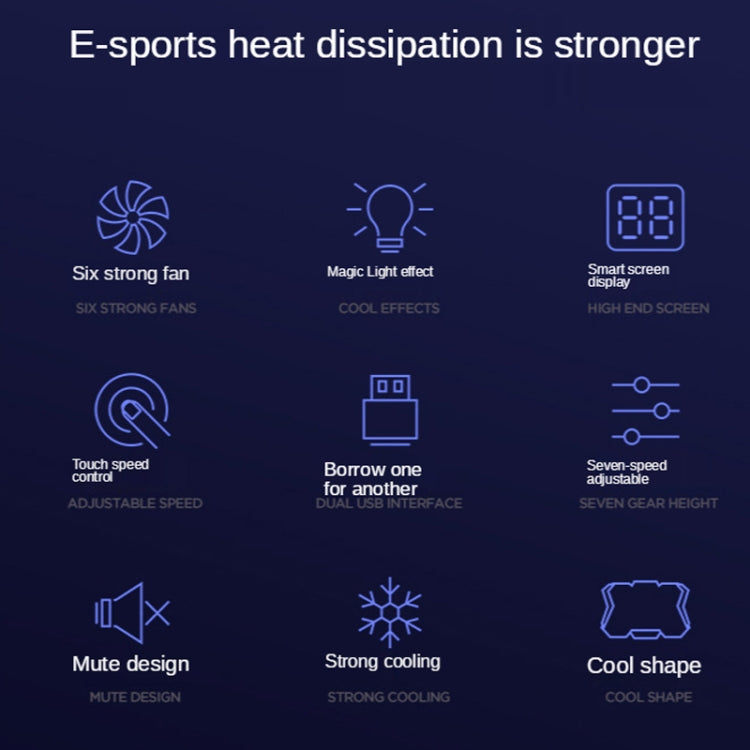 COOLCOLD RGB Notebook Radiator Six Fan Adjustable Laptop Cooling Base 5V Speed Colorful Version