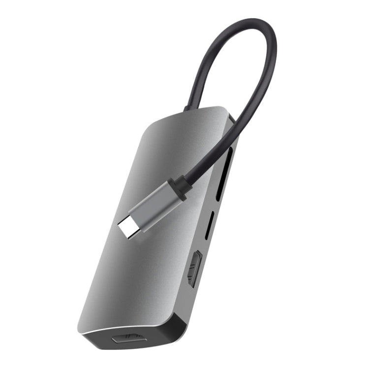 8 In 1 USB-C / Type-C To 3 USB 3.0 + Dual 4K HDMI + SD / TF Card Slot + PD USB-C / Type-C Charging Ports Multifunctional HUB Docking Station