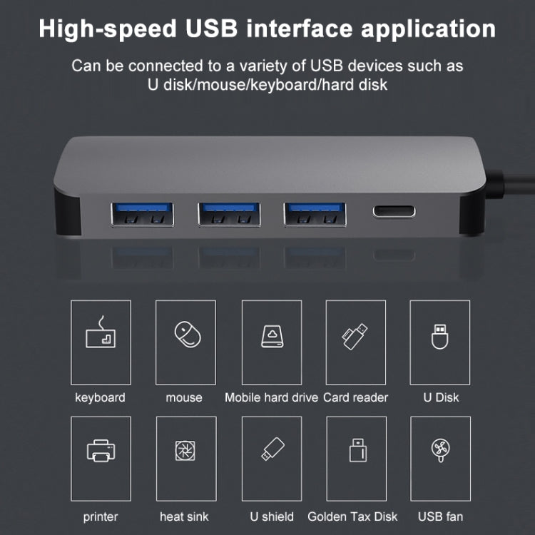 8 In 1 USB-C / Type-C To 3 USB 3.0 + Dual 4K HDMI + SD / TF Card Slot + PD USB-C / Type-C Charging Ports Multifunctional HUB Docking Station