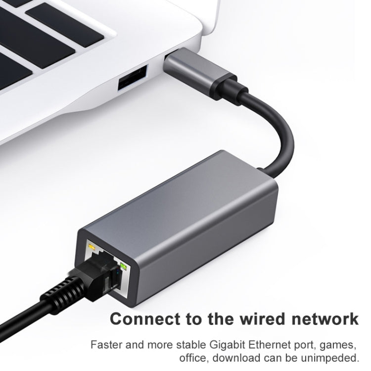 Type-C To RJ45 Gigabit Ethernet Adapter For Mac And Windows, With Light