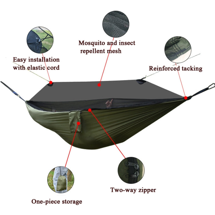 280X140CM Two Pull Button Nylon With Mosquito Net Double Parachute Cloth Hammock Outdoor Camping Hammock