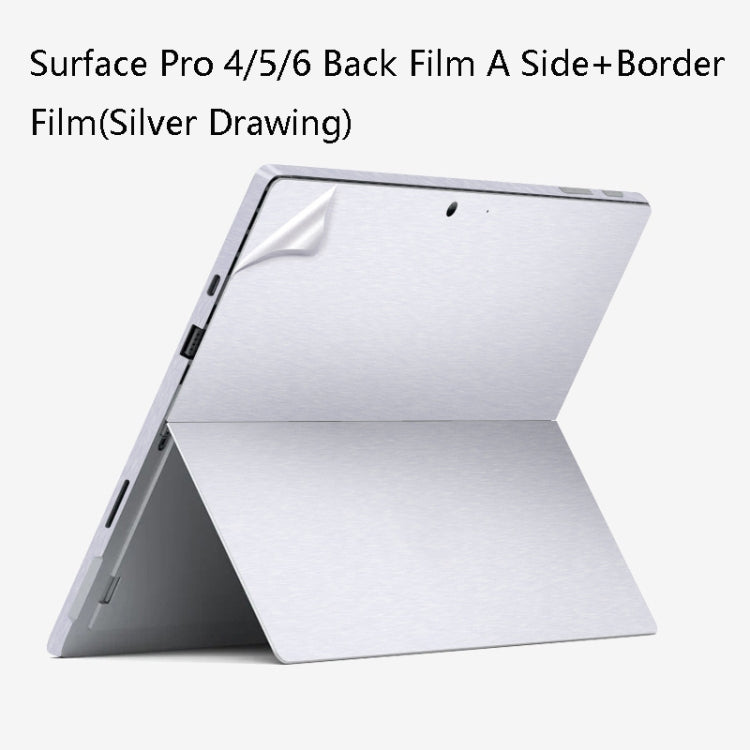 Notebook Shell Protection Sticker For Microsoft Surface Pro 4/5/6 (Back A+Border Silver Drawing)