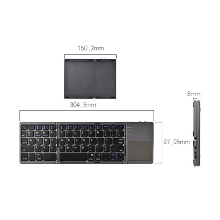 B033 63 Keys Wireless Bluetooth Three Folding Keyboard