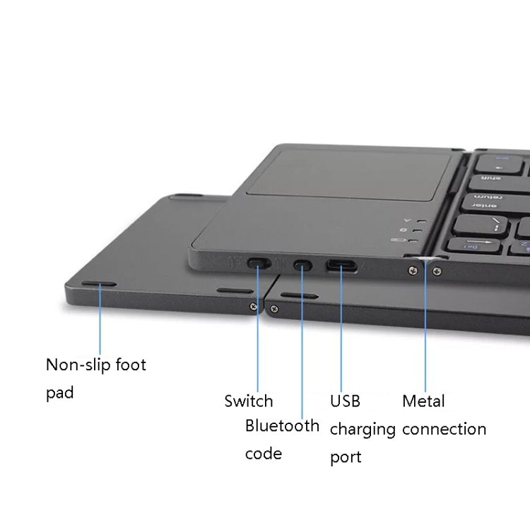 B033 63 Keys Wireless Bluetooth Three Folding Keyboard