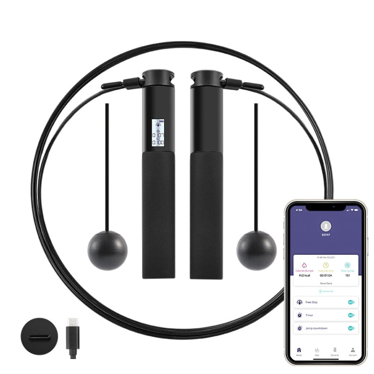 Cordless And Corded Dual-Use USB Charging Children Steel Wire Skipping Rope Smart APP Bluetooth Connection Fitness Counting Skipping Rope, Rope Length: 3m