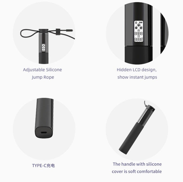 Cordless And Corded Dual-Use USB Charging Children Steel Wire Skipping Rope Smart APP Bluetooth Connection Fitness Counting Skipping Rope, Rope Length: 3m
