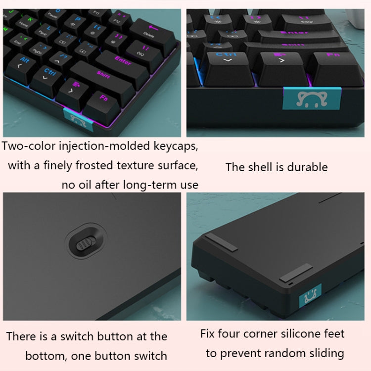 STK61 61-Keys Full-Key Non-Punch Bluetooth Wired Dual Modes Mechanical Keyboard, Cable Length: 1.6m