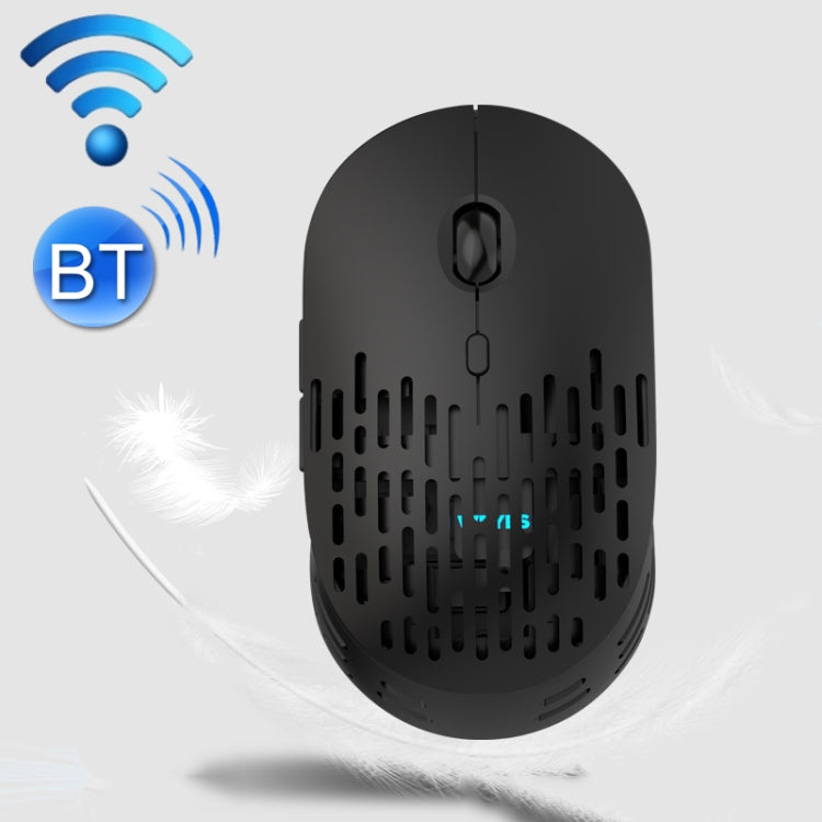 T13 1600 DPI 6-Buttons Luminous Hollow Bluetooth 5.1 + 2.4GHz Wireless Mouse