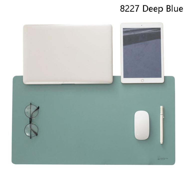 Double-Sided Leather Table Mat Waterproof Enlarged Mouse Keyboard Pad, Pattern: 8227 Deep Blue