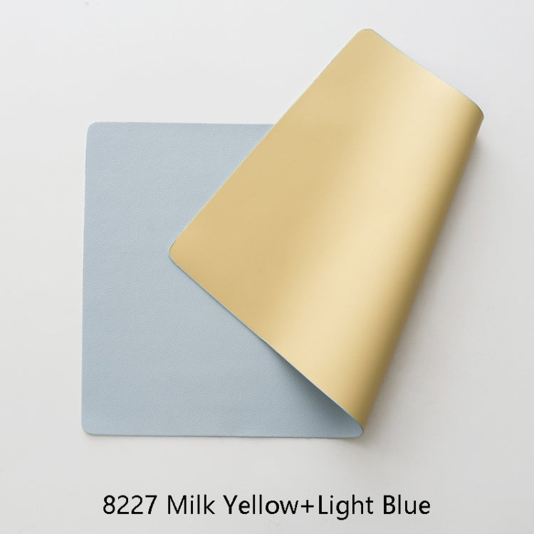 Double-Sided Leather Table Mat Waterproof Enlarged Mouse Keyboard Pad, Pattern: 8227 Milk Yellow+Light Blue