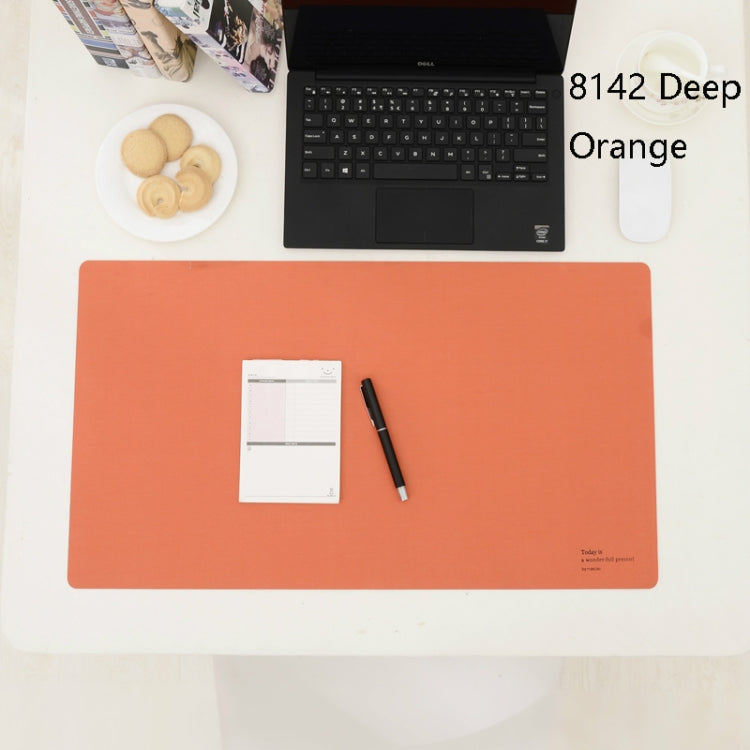 Double-Sided Leather Table Mat Waterproof Enlarged Mouse Keyboard Pad, Pattern: 8142 Deep Orange