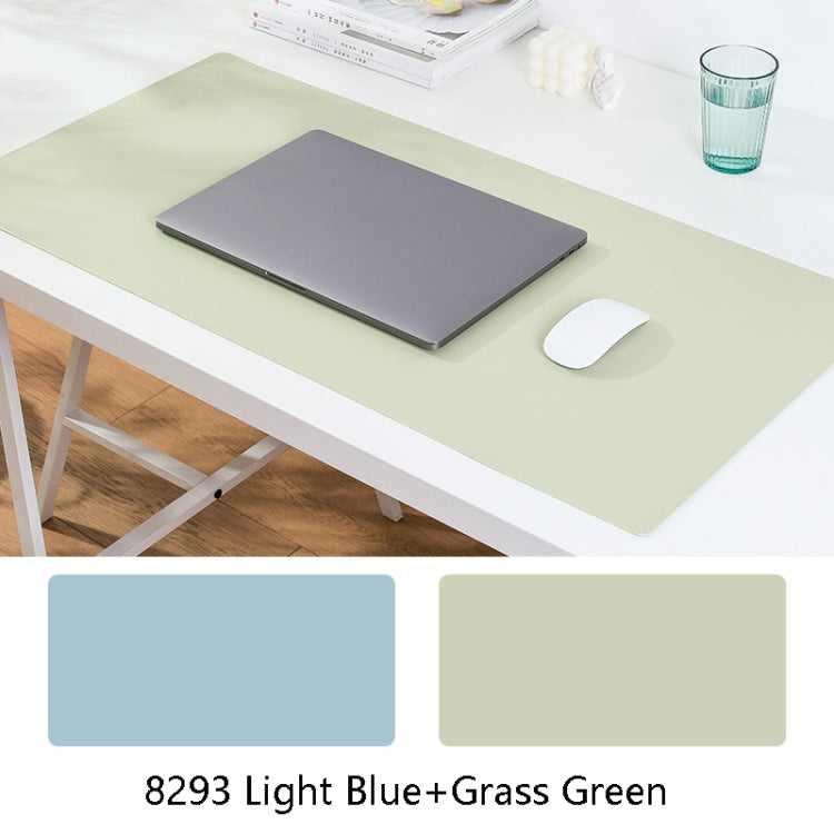 Double-Sided Leather Table Mat Waterproof Enlarged Mouse Keyboard Pad, Pattern: 8293 Light Blue+Grass Green