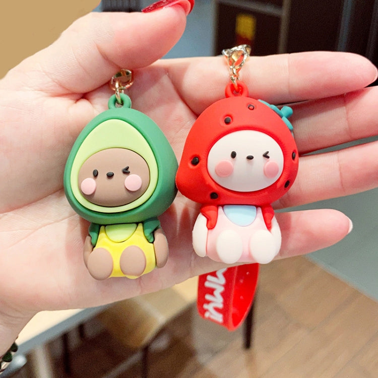 5 PCS Cartoon Animal Fruit Soft Rubber Doll Keychain School Bag Pendant