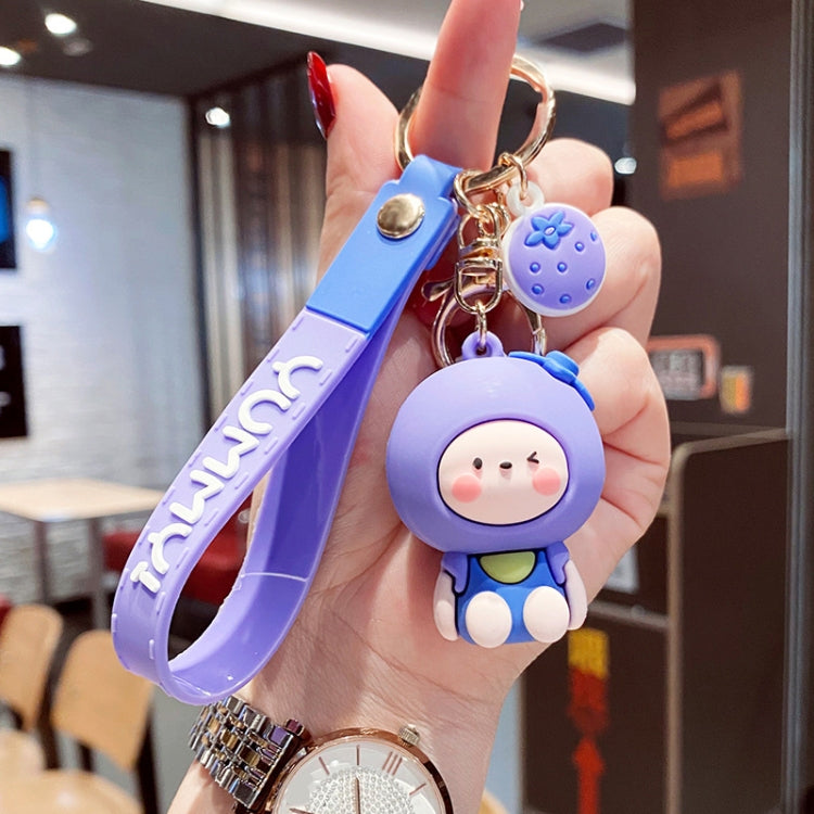 5 PCS Cartoon Animal Fruit Soft Rubber Doll Keychain School Bag Pendant