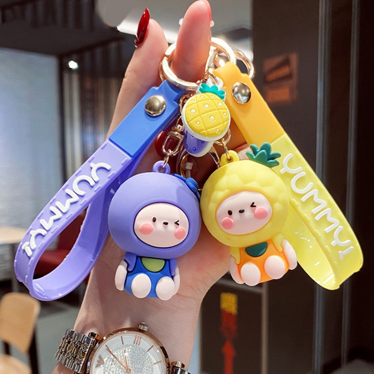 5 PCS Cartoon Animal Fruit Soft Rubber Doll Keychain School Bag Pendant