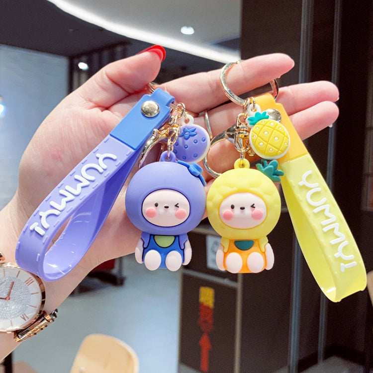 5 PCS Cartoon Animal Fruit Soft Rubber Doll Keychain School Bag Pendant
