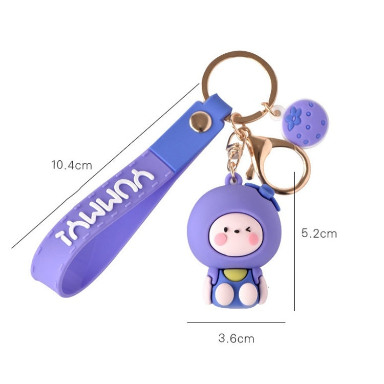 5 PCS Cartoon Animal Fruit Soft Rubber Doll Keychain School Bag Pendant