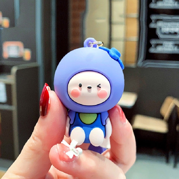 5 PCS Cartoon Animal Fruit Soft Rubber Doll Keychain School Bag Pendant