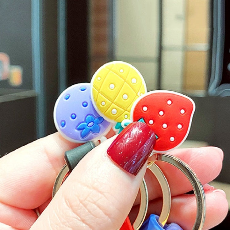 5 PCS Cartoon Animal Fruit Soft Rubber Doll Keychain School Bag Pendant