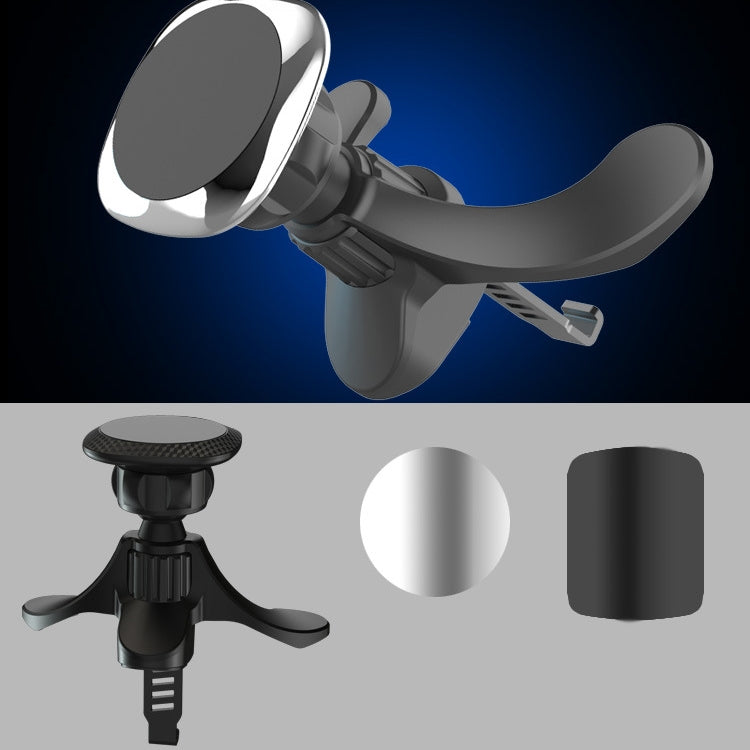 A-008 Magnet Car Mobile Phone Bracket Car Air Outlet Universal Mobile Phone Bracket, Colour: Black Metal Plating