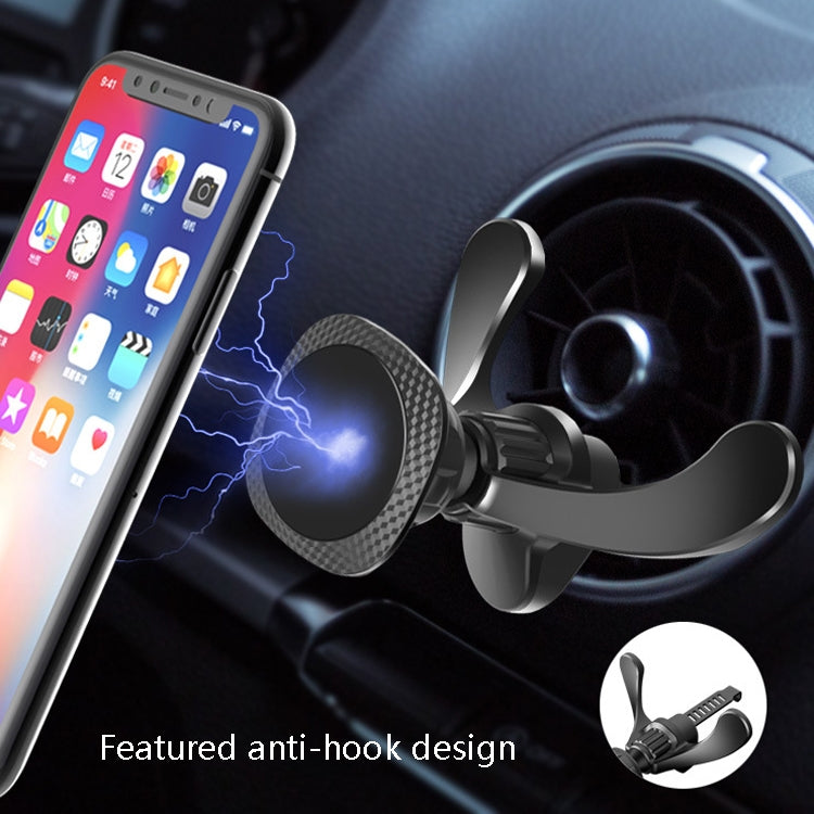 A-008 Magnet Car Mobile Phone Bracket Car Air Outlet Universal Mobile Phone Bracket, Colour: Black Metal Plating