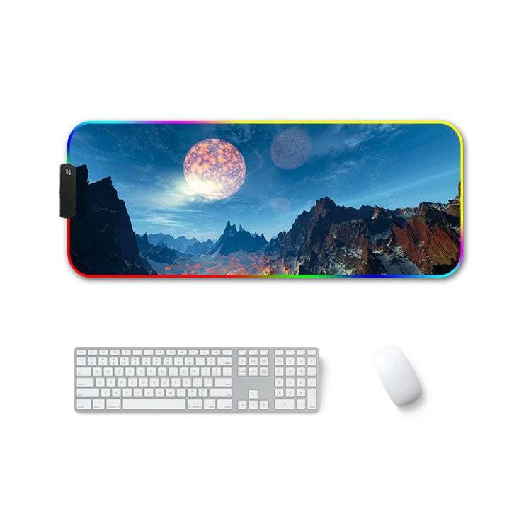350x600x3mm F-01 Rubber Thermal Transfer RGB Luminous Non-Slip Mouse Pad