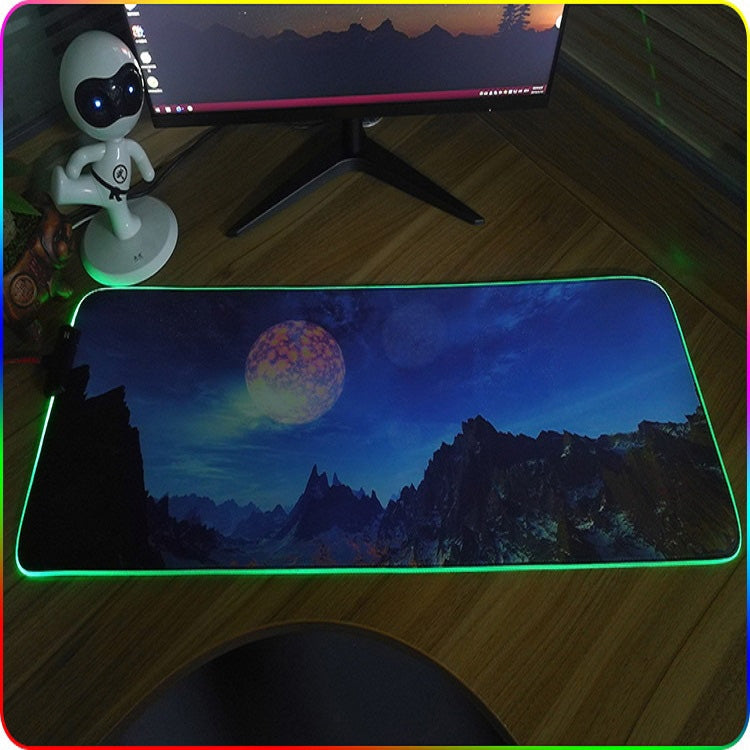 350x600x3mm F-01 Rubber Thermal Transfer RGB Luminous Non-Slip Mouse Pad