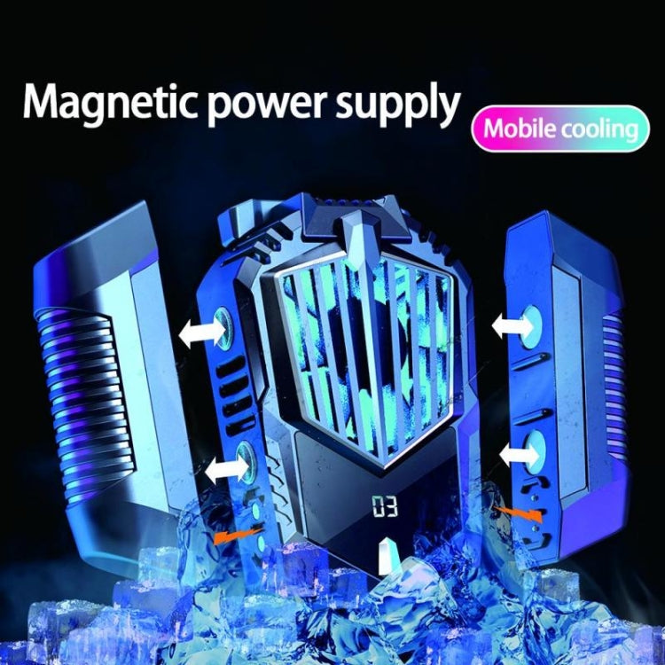 X3A Intelligent Digital Display Temperature Control Magnetic Dual Battery Mobile Phone Radiator Game Cooling Handle With RGB Breathing Light, Battery Capacity: 500mAh x 2