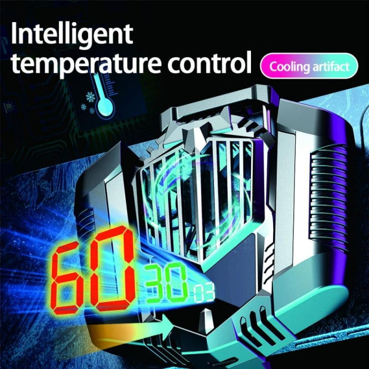 X3A Intelligent Digital Display Temperature Control Magnetic Dual Battery Mobile Phone Radiator Game Cooling Handle With RGB Breathing Light, Battery Capacity: 500mAh x 2