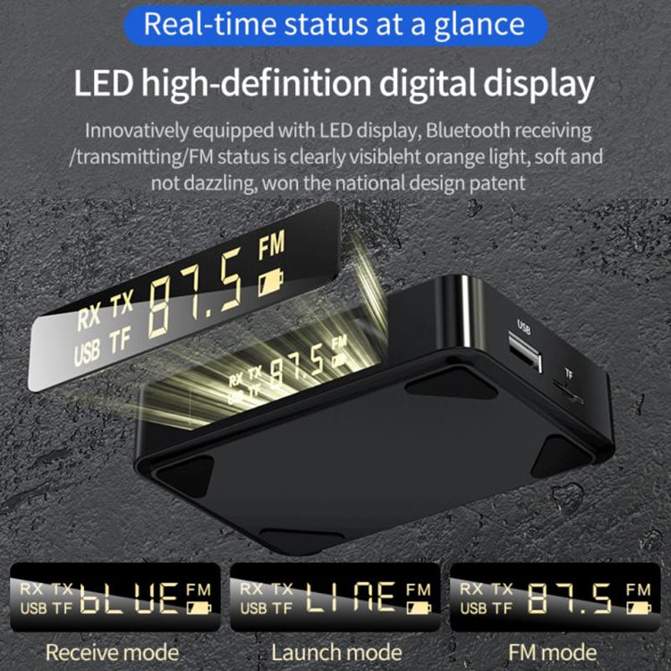 M6 NFC Bluetooth 5.0 Receiver & Transmitter & FM 3 In 1 Adapter(Black)