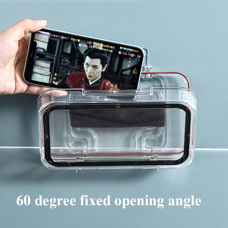Transparent Waterproof Mobile Phone Box Punch-Free Wall-Mounted Touch Screen Mobile Phone Holder Bathroom Toilet Shower Sealing Protective Cover, Size: 20.5x12.5x3