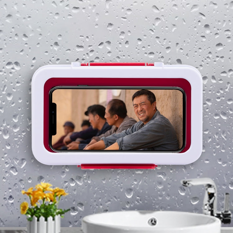 Punch-Free Wall-Mounted Touch Screen Bathroom Toilet Shower Sealed Waterproof Mobile Phone Holder(White)