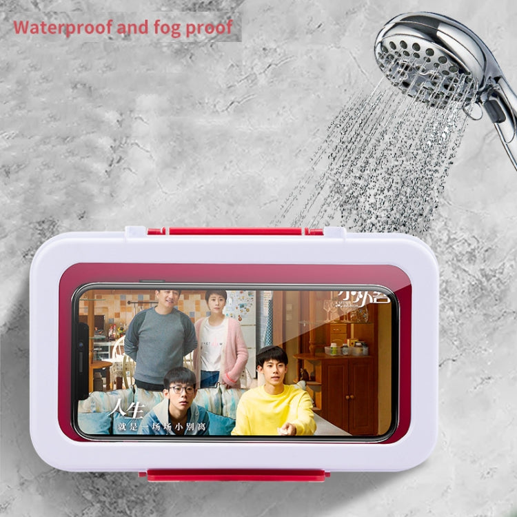 Punch-Free Wall-Mounted Touch Screen Bathroom Toilet Shower Sealed Waterproof Mobile Phone Holder(White)