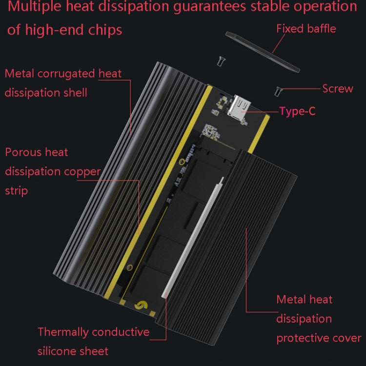 M.2 NVME / NGFF Mobile Hard Disk Box TYPE-C3.1 Notebook External Solid State Drive Box, Style: M280G NGFF Single Cable