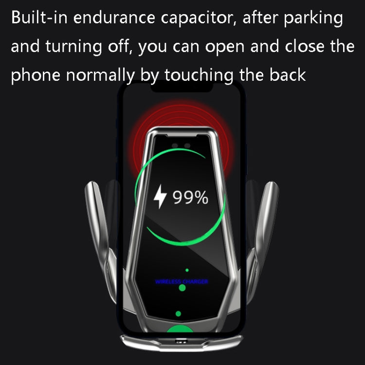 H10 15W Automatic Wireless Charging Car Mobile Phone Bracket, Style: Magnetic Suction Head+Capacitor
