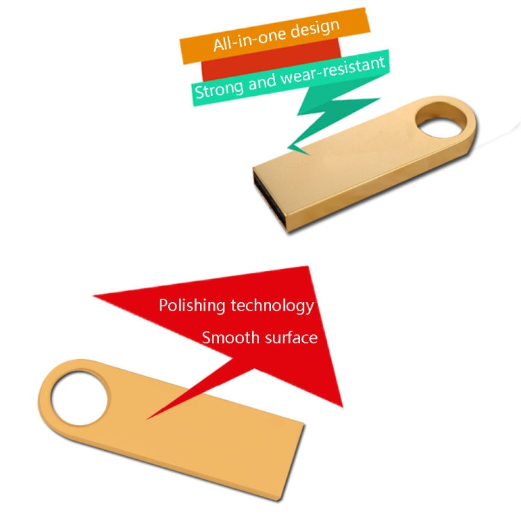 SE9 USB 2.0 Car Metal U Disk High-Speed Transmission U Disk, Capacity: 128GB (Golden)
