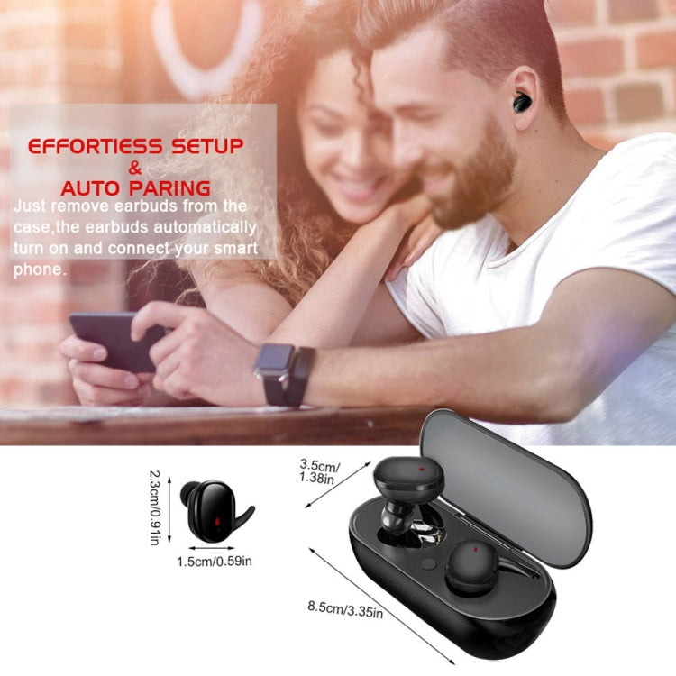 Y30 Wireless Bluetooth Headset 5.0 In-Ear Mini Earphone, Colour: Black