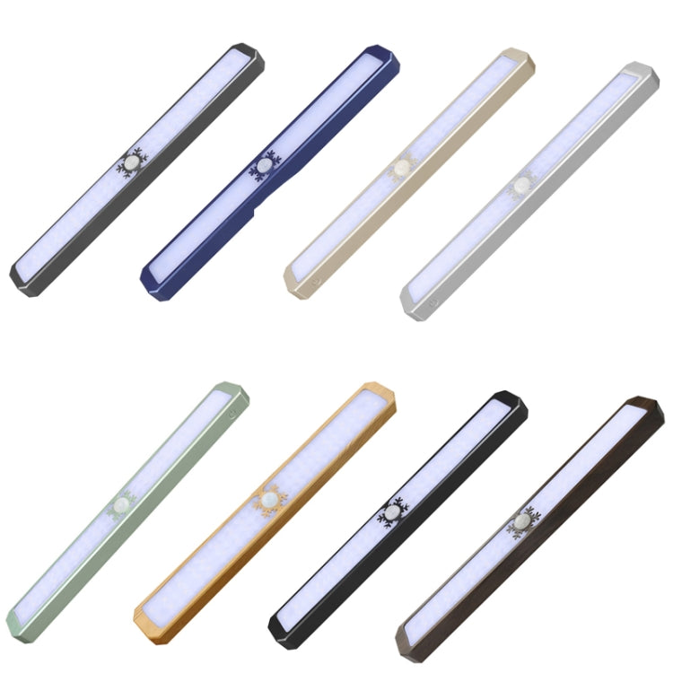 LED Intelligent Human Body Sensor Light USB Free Wiring Long Cabinet Wardrobe Light, Light color: Silver 2 x Lamp