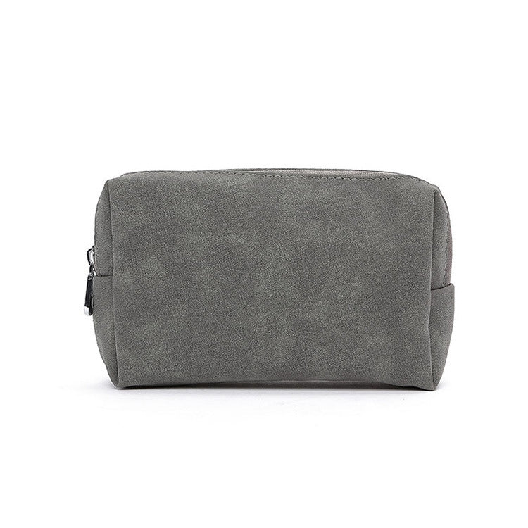 2 PCS Portable Digital Accessory Leather Bag Single Layer Storage Bag, Colour: Frosted(Dark Gray)